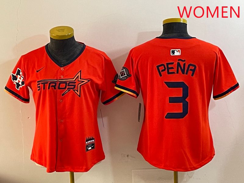 Women Houston Astros Blank #3 Pena Three generations Joint Name 2025 Nike MLB Jersey style 4